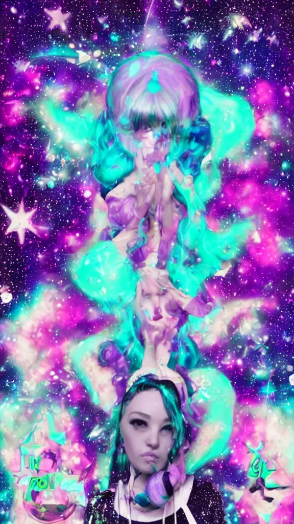 Prompt: popworld 3 d y 2 k the cosmos and sparkles, seapunk