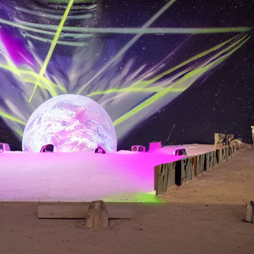 Prompt: Liminal space in outer space, projection mapping