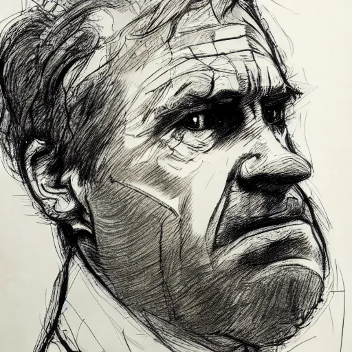 a realistic yet scraggly portrait sketch of the side | Stable Diffusion ...