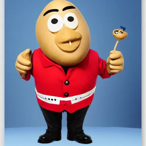 Image similar to mr. potato head dressed as joe biden