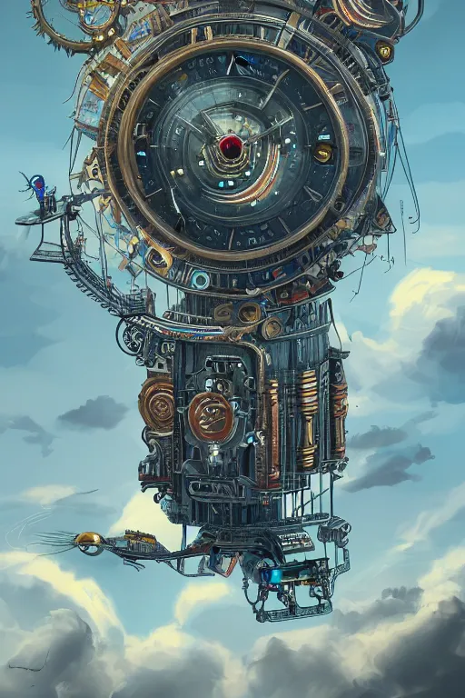 Prompt: Clockpunk Flying Machine, fantasy, magic, ultra detailed, digital art, trending on artstation, illustration