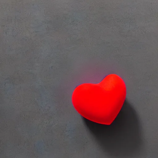 Image similar to 3d render of a badly formed red putty heart shape in the middle of a gray sheet of paper