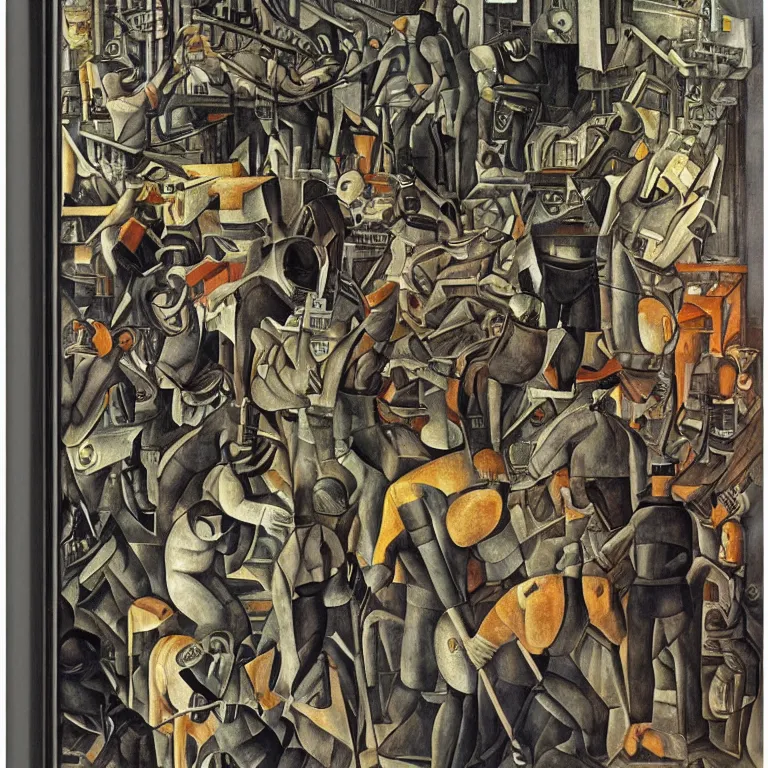 Image similar to cyborg worker revolution in the square diego rivera and georg scholz highly detailed