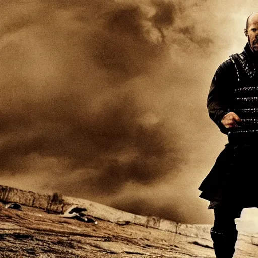 Prompt: an film still of jason statham as samurai, cinematic, dramatic action