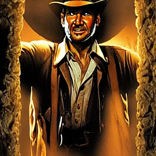 Prompt: indiana jones explores a haunted mansion, detailed, cinematic, shadow, gothic