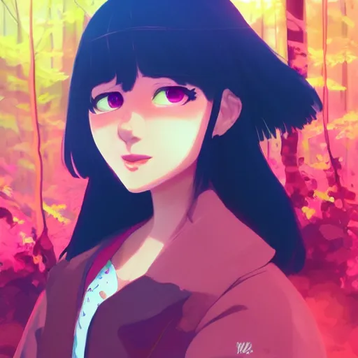 Prompt: portrait of rachel maksy, forest background, rich vivid colors, ambient lighting, dynamic lighting, 4k, official media, anime key visual, makoto shinkai, ilya kuvshinov, lois van baarle, rossdraws, detailed, trending on artstation