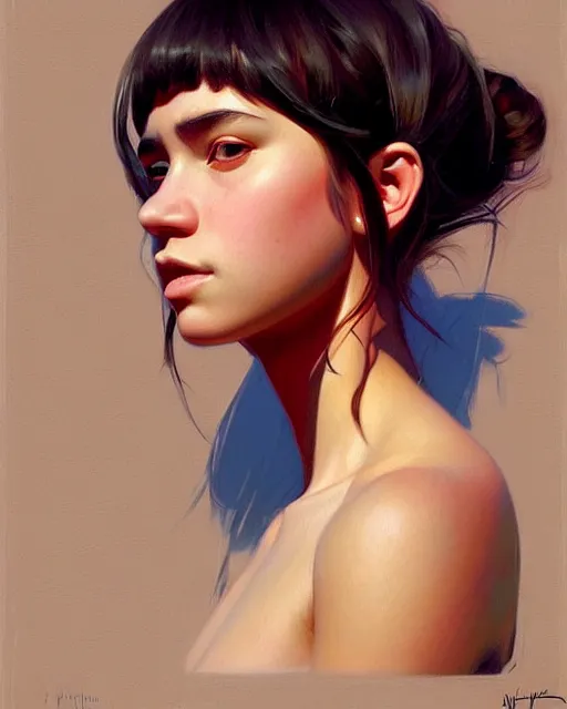 Image similar to stylized portrait of an artistic pose, composition, young indigenous girl, realistic shaded, fine details, realistic shaded lighting poster by ilya kuvshinov, magali villeneuve, artgerm, jeremy lipkin and michael garmash and rob rey