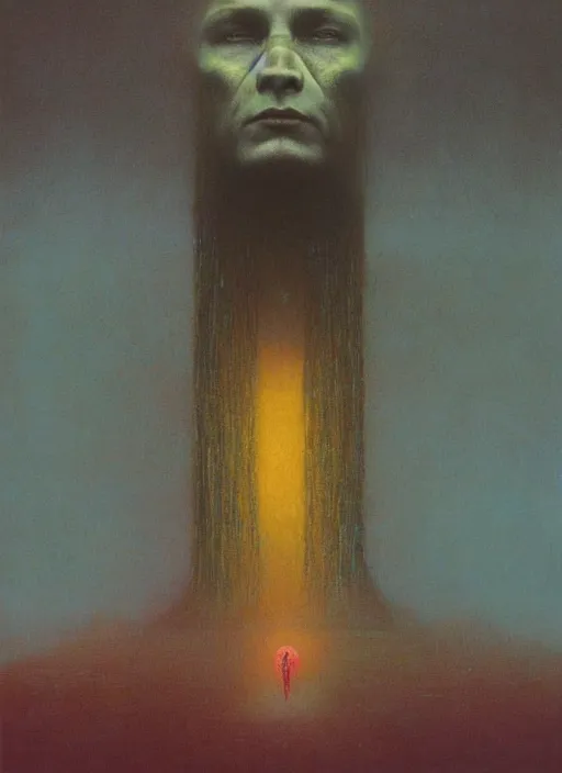 Image similar to rainbowmancer by beksinski, portrait, digital art