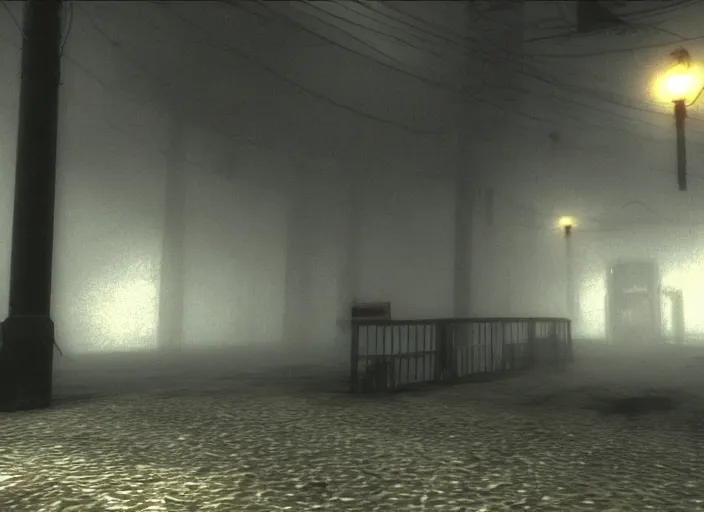 Prompt: Silent Hill 3 game screenshot, Nightmare creature, foggy street