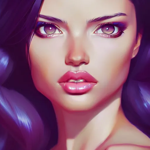 Image similar to portrait of a beautiful adriana lima, art by lois van baarle and ross tran and sam yang and ilya kuvshinov and guweiz, digital art, high detail, sharp focus, unreal engine 5, trending on artstation, deviantart, pinterest, victorias secret, 4 k uhd image