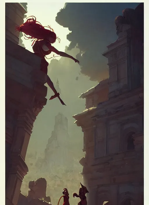 Prompt: a roman city before the fall, glorious, epic scene, sunlight, beautiful, in the style of artgerm, gerald brom, atey ghailan and mike mignola, vibrant colors and hard shadows and strong rim light, plain background, comic cover art, trending on artstation