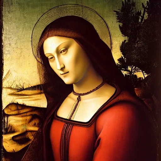 Image similar to a portrait of madonna, art by leonardo da vinci