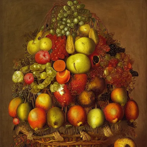 Image similar to fruit basket, fruit, giuseppe arcimboldo