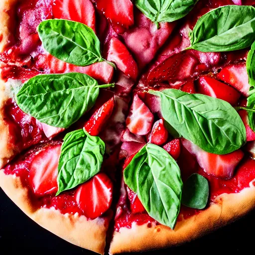 Image similar to a 5 0 mm macro shot of a strawberry pizza