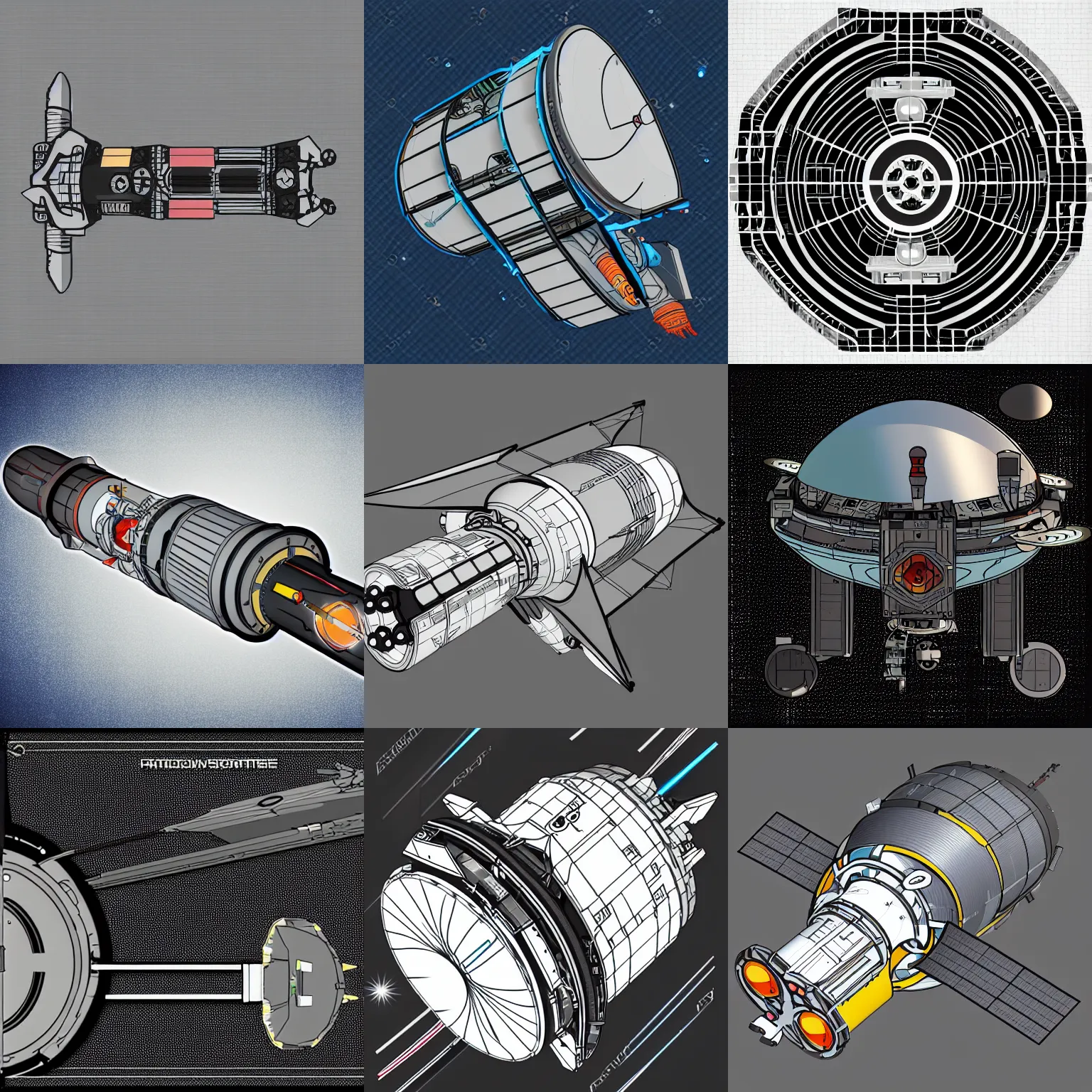 Prompt: stylized 2 d spacecraft propulsion module cutaway, two colors, black backround. inkscape, illustrator, vector graphics, bloom, 2 d game, topdown.