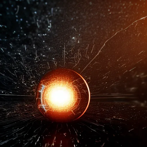 Prompt: chrome orb surrounded by sparks, octane render, cinematic, dramatic lighting, beautiful cgi, redshift renderer, splash page, graphic design