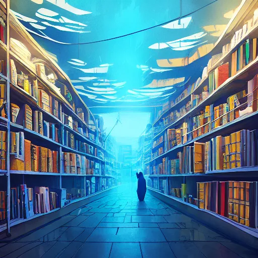 Image similar to inside an empty book store, lush, studio ghibli, sylvain sarrailh, cinematic light, majestic, concept art, volumetric lighting, magic atmospheric, 8 k, wide angle, epic composition, award winning, artstation