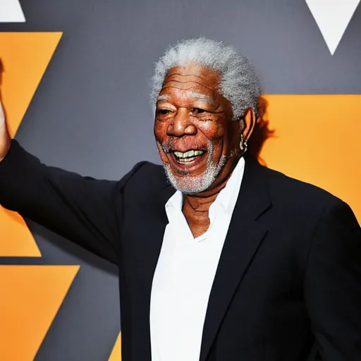 Image similar to morgan freeman powers up to super saiyan