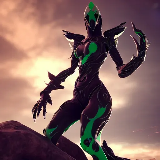 Prompt: photograph of female Saryn!!!!!!!!! warframe holding skana!!!!!!!, 8k resolution, high detail, ULTRA REALISTIC VFX, reflections