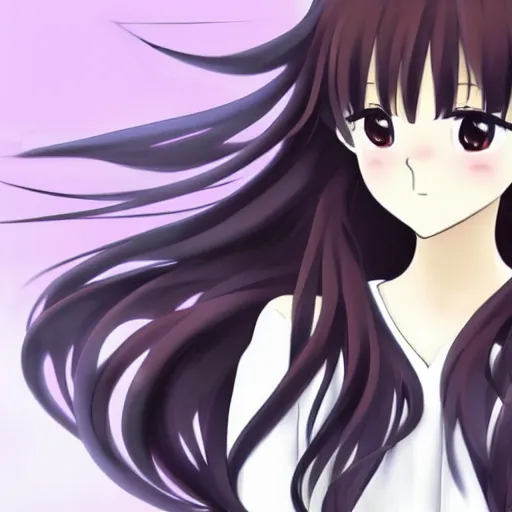 Prompt: A Beautiful Anime Girl with long brown hair