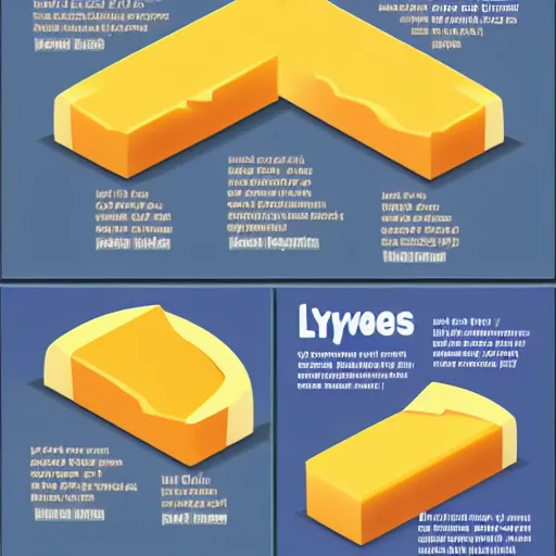 Image similar to isometric layers of swiss cheese, infographic, technical,