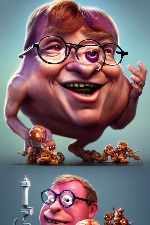 Image similar to bill gates face bill gates as the california raisins, hyper detailed, digital art, artstation, cinematic lighting, studio quality, smooth render, by peter mohrbacher, hajime sorayama, wayne barlowe, boris vallejo, aaron horkey, gaston bussiere, craig mullins