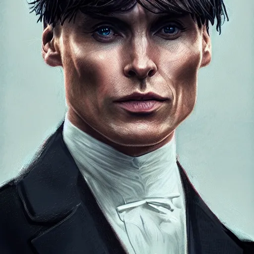 Image similar to a portrait of cillian murphy as tommy shelby, atlantis background, highly detailed, realistic face, digital art, epic, fantasy, in the style of artgerm, sharp, artstation