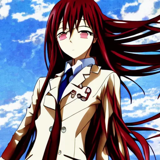 Image similar to Anime key visual of Kurisu from Steins;Gate, abstract clockwork background ,official media