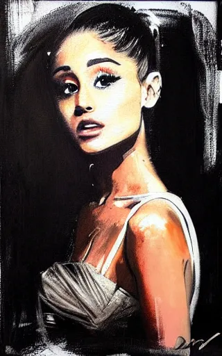 Image similar to painting of Ariana Grande by Guy Denning