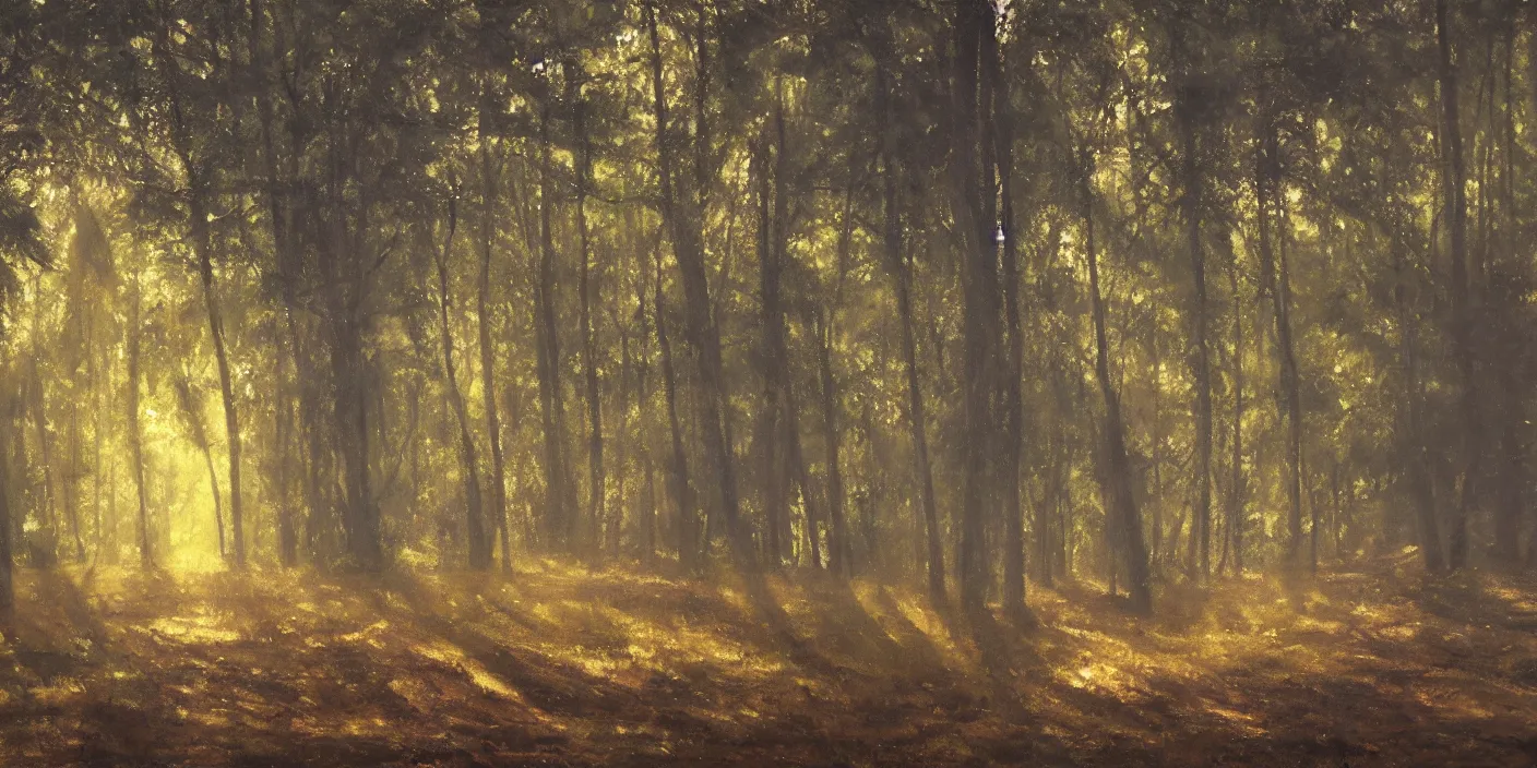 Image similar to The woods, cinematic lighting, detailed oil painting, hyperrealistic, 8k
