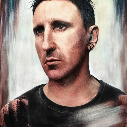 Prompt: portrait of Trent Reznor with snakes for hair oil painting