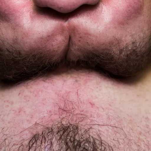 Image similar to obese sweaty man close up photograph