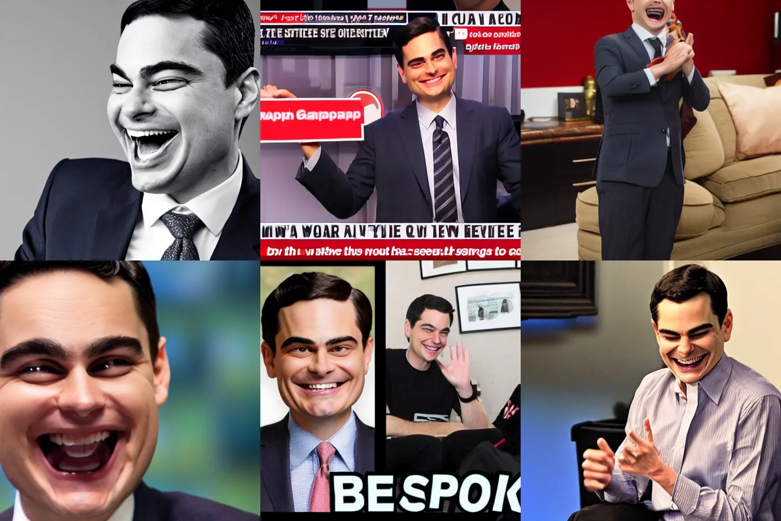 Prompt: ben shapiro laughing