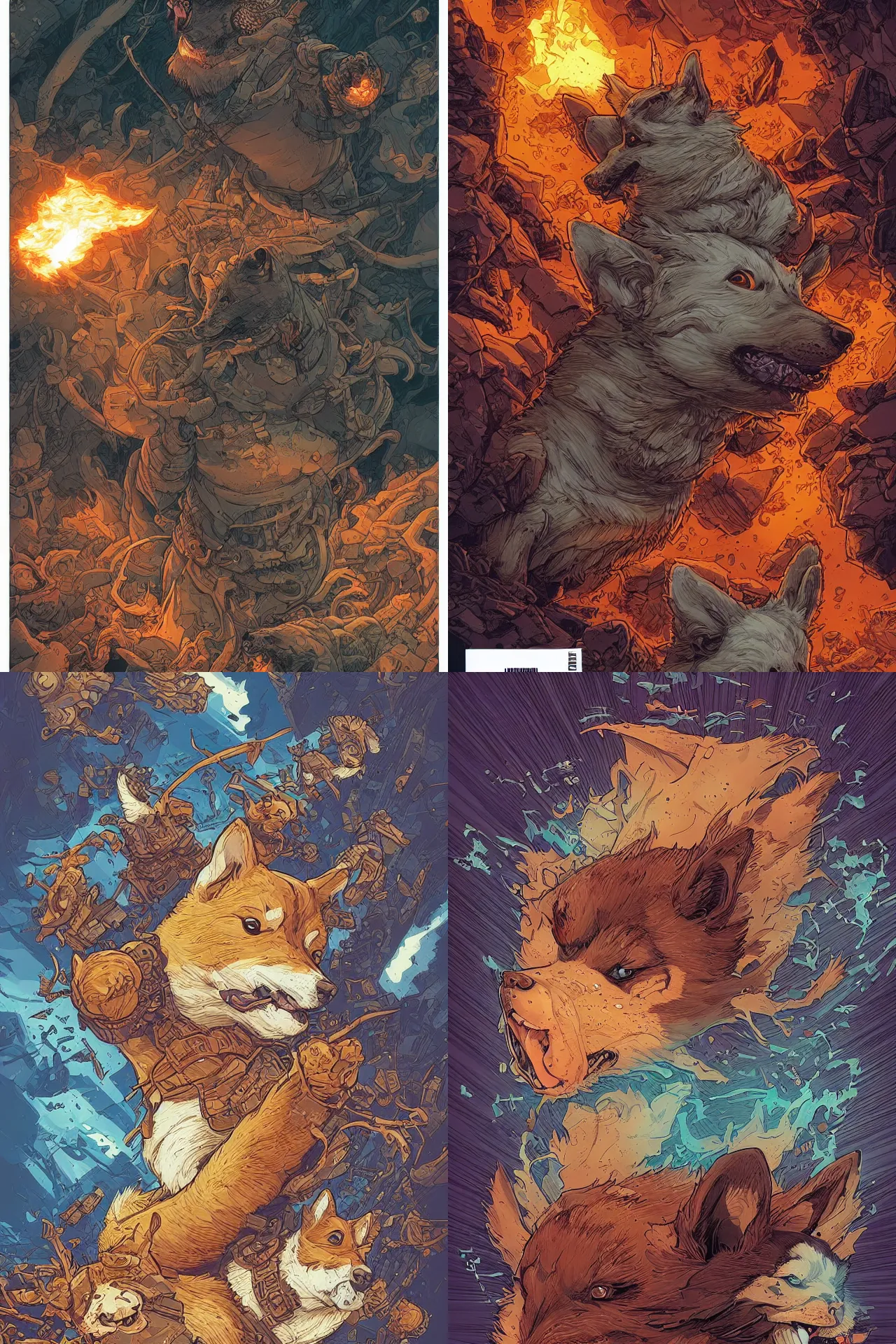 Prompt: a beautiful ultradetailed comic cover art of an angry corgi, by Laurie Greasley and Peter Mohrbacher and Quentine Mabilles and Dan Mumford, tarot card art, detailed shading, micro details, dramatic lighting, volumetric lighting, 8k