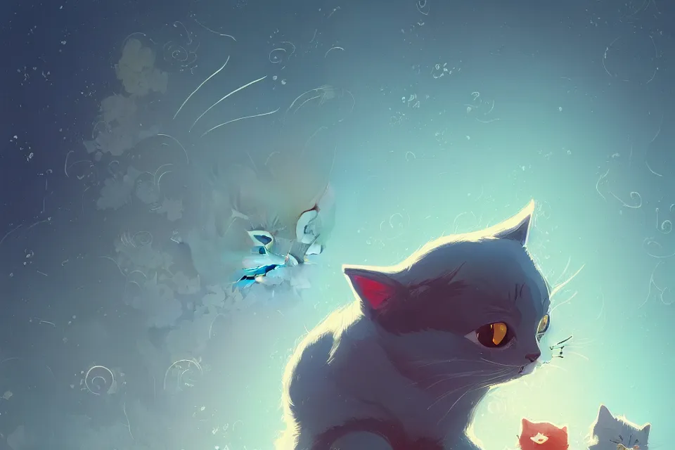 Image similar to cute cat, by victo ngai and andreas rocha and greg rutkowski, trending on artstation, unreal engine, 8 k hd wallpaperjpeg artifact, blur, artfact