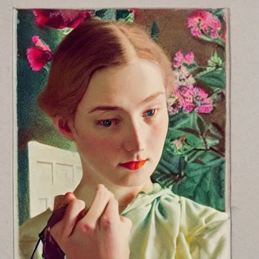 Image similar to a lot of different flowers morphing in a beautiful girls face, film still by wes anderson, depicted by balthus, limited color palette, very intricate, art nouveau, highly detailed, lights by hopper, soft pastel colors, minimalist