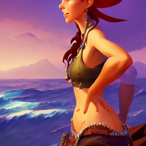 Image similar to jack the pirate mermaid on sea of thieves game avatar hero, behance hd by jesper ejsing, by rhads, makoto shinkai and lois van baarle, ilya kuvshinov, rossdraws global illumination