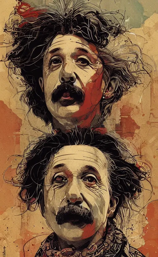 Image similar to einstein, eun emerging from renaissance italy into a cyberpunk mutiversal realm by conrad roset, nicola samuri, dino valls, m. w. kaluta, jakub rebelka, rule of thirds, seductive look, beautiful