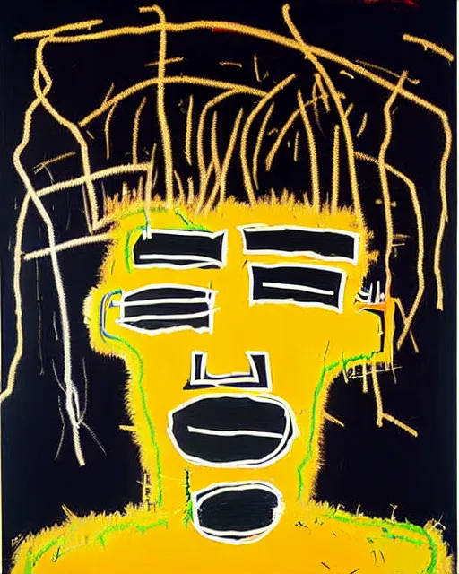 Image similar to A extremely highly detailed majestic hi-res beautiful immaculate head and shoulders award winning painting masterpiece of the face of a strong black african man by Jean-Michel Basquiat, 8k, high textures, hyper sharp, insanely detailed and intricate, super detailed, 8k HDR high quality