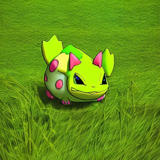 Prompt: Photorealistic Bulbasaur, Pokemon, Grass landscape