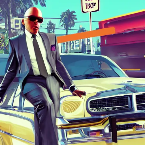 Prompt: rupaul in gta v, cover art by stephen bliss, artstation, no text