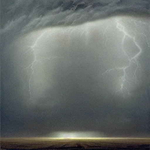 Image similar to killua zoldyck made by zdzisław beksinski, thunderstorm, 8 k, detailed, cinematic,