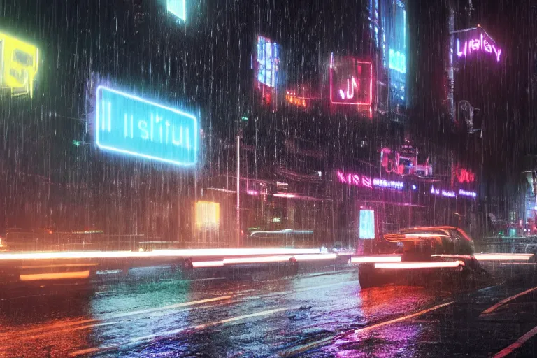 Prompt: a cinematic photograph of jesus walking through a dystopian city street whilst a large group of cyber tech robots follow, rain falls, neon advertisement light up the street, ultra realistic, high definition