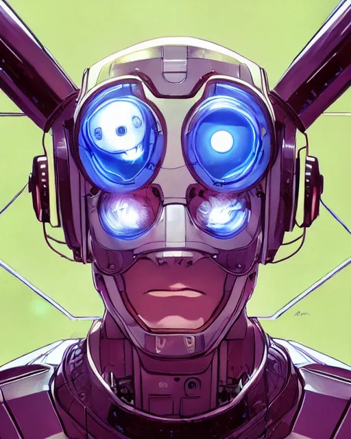 Image similar to portrait of saul goodman as a robot, cybernetic enhancements, art by makoto shinkai and alan bean, yukito kishiro