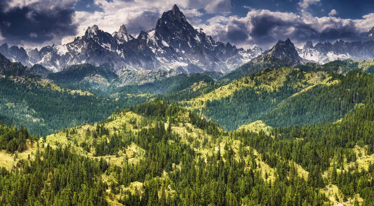 Prompt: majestic Mountain range landscape, high definition, high detail, 8k, photorealistic,