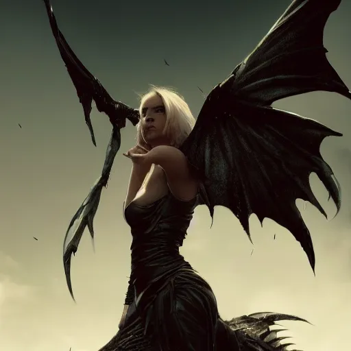 Image similar to a photo of an attractive women with dragon like wings by greg rutkowski, sung choi, mitchell mohrhauser, maciej kuciara, johnson ting, maxim verehin, peter konig, 8 k photorealistic, cinematic lighting, hd, high details, dramatic, dark atmosphere, trending on artstation