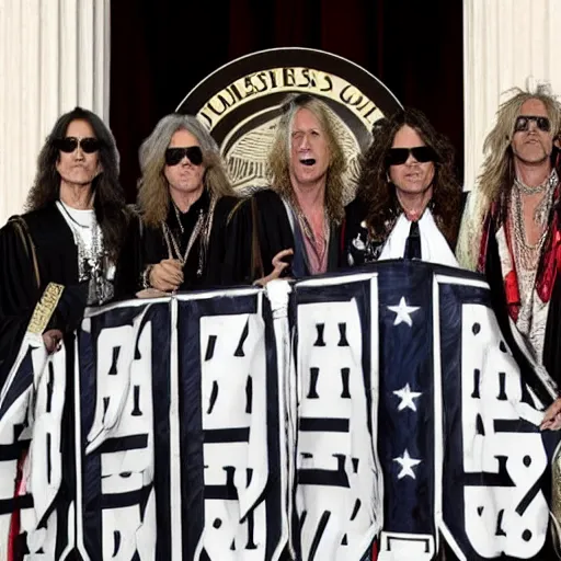 Image similar to The members of Aerosmith become Supreme Court justices