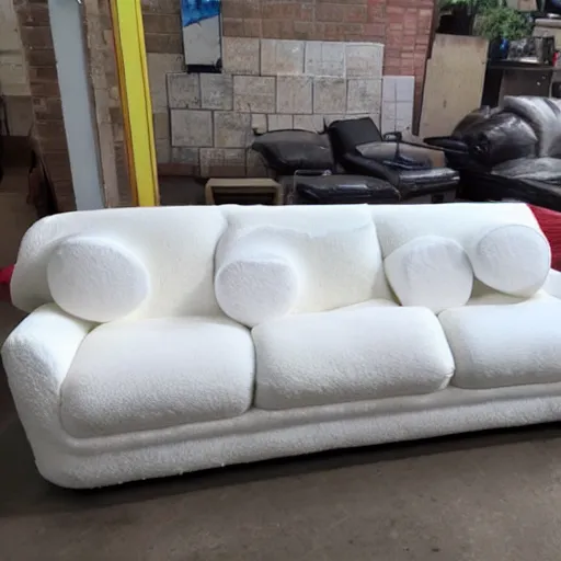Prompt: marshmallow melting couch, craigslist photo