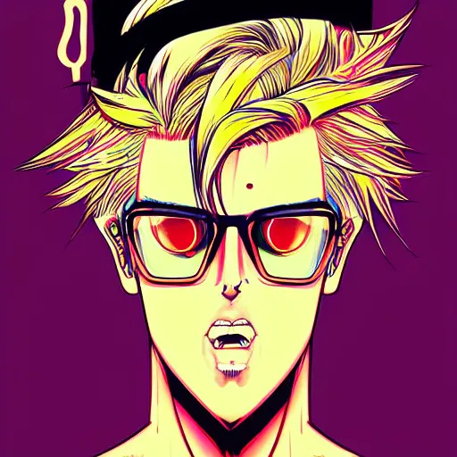 Prompt: a portrait of blonde male by hiroyuki takahashi color scheme, digital art