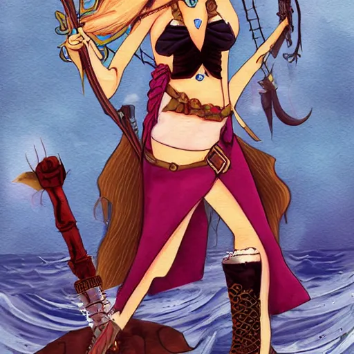 Prompt: female pirate art by felice house.